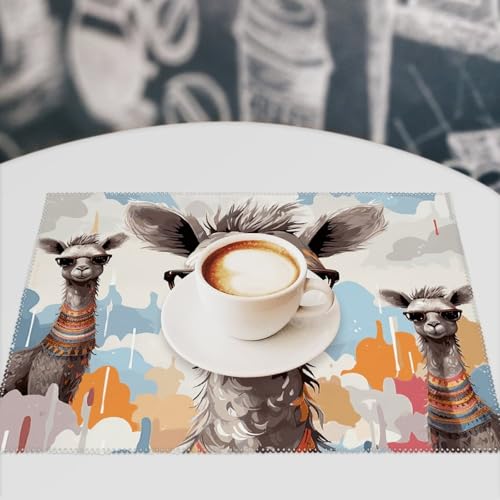 Set de table girafe en toile premium chic et thermorésistant x6 - 8
