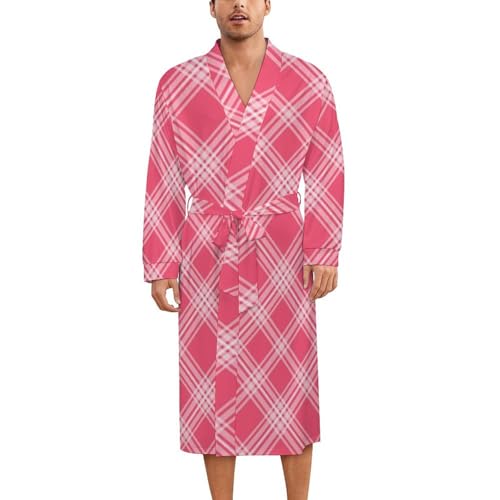 Peignoir kimono mixte écossais rose : le cadeau idéal en robe de nuit légère pour couple