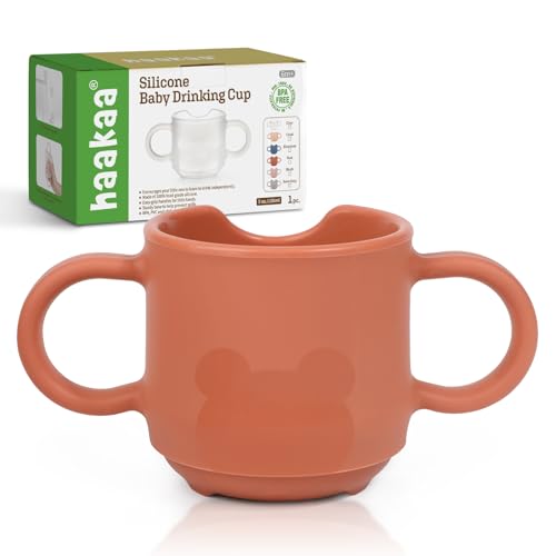 Image of haakaa Silicone Baby Training Cup, Toddler Learning Open Cup for Baby 6 Months+, Drop-Proof BPA Free, 5 Ounce (Red)