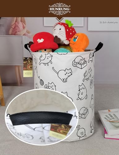 Hunrung Laundry Hamper,Large Canvas Fabric Lightweight Storage Basket Toy Organizer Dirty Clothes Collapsible Waterproof For College Dorms thumb #3