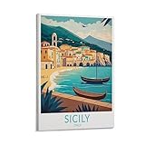 Sizilien Italien Vintage Reiseposter Landschaft 30 x 45 cm 