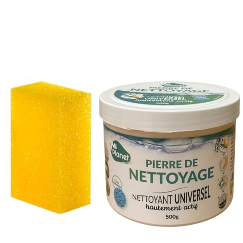 Piedra blanca limpieza (500 g) | Arcilla blanca para limpieza multiusos | Limpia, Pule y Protege + Esponja de regalo Efecto impermeable | Limpieza de todas las superficies
