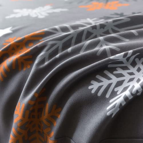 Keowin Twin Bed Sheet Set 3Pc 100% Microfiber Up To Around 15" Deep Pocket, Super Soft Breathable Double Brushed Double Bedding, Machine Washable & Easy Care, Wrinkle Free - Snowflake (Grey) #TOP4
