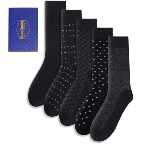 Caldodo Mens Socks 7-11, Cotton Smart Dress Socks for Men, Breathable Crew Business Socks with Gift Box, Gifts for Him