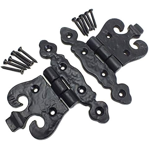 Set of 2 Black Antique Door Hinges Cover