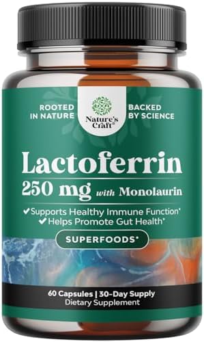 High Strength 250mg Lactoferrin & 1000mg Monolaurin Supplement - ...