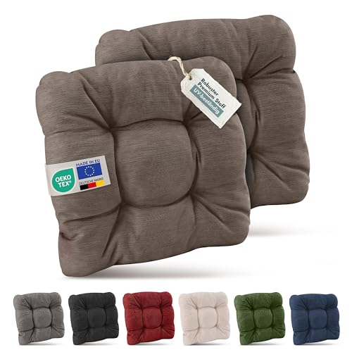 Beautissu 2er Set Premium Stuhlkissen 40x40 cm Taupe – UV-beständig & Robust Sitzkissen Outdoor 8 cm dick Polster für Balkonstühle – Gartenstuhl Sitzpolster Stuhl Kissen Indoor – HighLux SK Beautissu 2er Set Premium Stuhlkissen 40x40 cm Taupe – UV-beständig & Robust Sitzkissen Outdoor 8 cm dick Polster für Balkonstühle – Gartenstuhl Sitzpolster Stuhl Kissen Indoor – HighLux SK