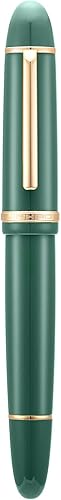 Jinhao X159 - Pluma estilográfica de acrílico verde oscuro, tamaño 8, punta fina, borde dorado, diseño clásico, pluma de escritura suave con