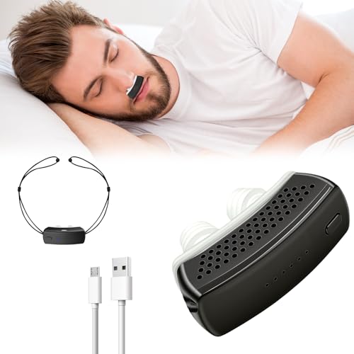 Anti Snoring Devices, Electric Snoring Solution with Adjustable Security Strap, Adjustable 6-Speed, Universal Fit for All Nose Shapes, Portable Sleep Apnea Devices for Men & Women (Charcoal Black)