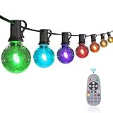 Bunt LED Lichterkette Glühbirne Aussen - YUNLIGHTS 15M G40 RGB Wasserdicht Dimmbar Lichterkette Garten mit 33 LED Bruchsichere Birnen E12 und außen Dekoration| Hochzeit| Party| café