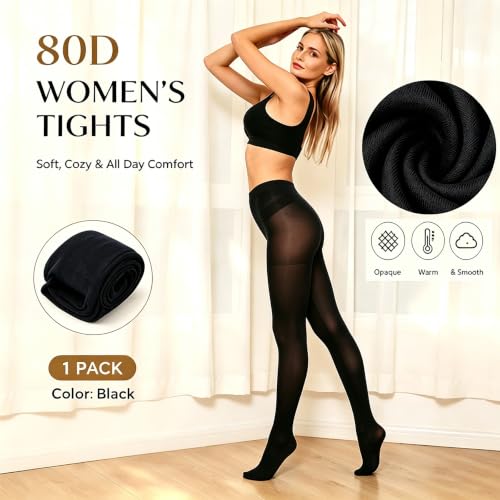 Image of HA WA Women 80D Opaque Tights High Waist Control Top Pantyhose