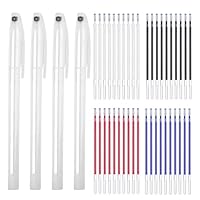 44PCS Heat Erasable Fabric Pens, Fabric Marking Pens Refills Fabric Marking Pens Heat Disappearing Fabric 4 Colors with 40 Replaceable Pen for Leather Sewing Quilting T Shirts Dressmaking Embroidery