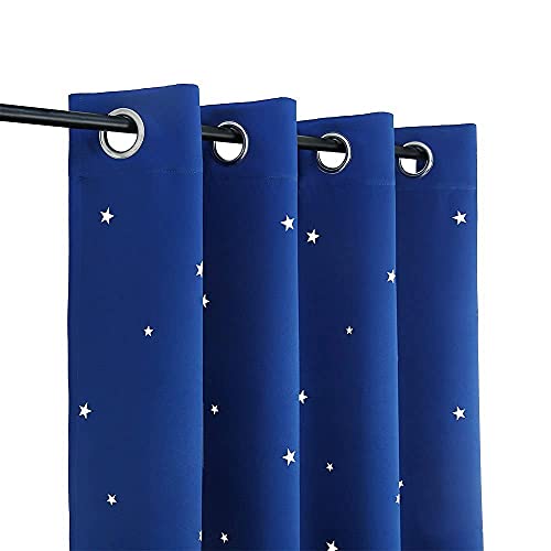Anjee Cutout Stars Curtains For Kids Room Buddle With White Sheer Curtains 84 Inches Long 4 Panels #TOP1