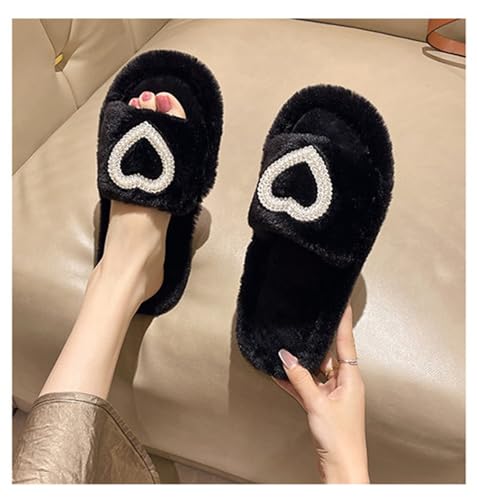 MW&FOFJR Women's Slippers Fuzzy Plush Comfy Faux Fur Lined Slide Shoes Anti-Skid Sole House Shoes4