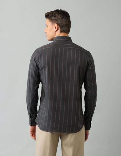 Image of Arrow Sport Men Slim fit Cotton Striped Long Sleeves Spread Collar Shirt