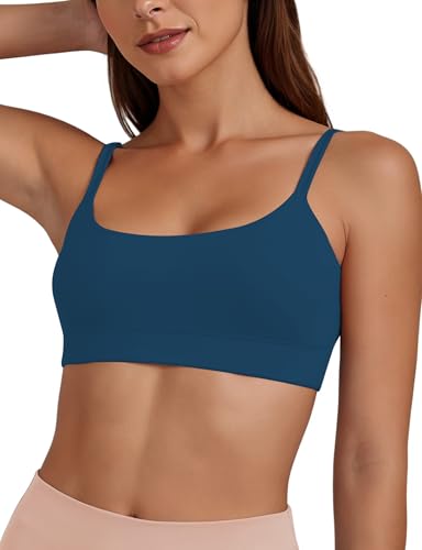 Image of Buauty Sports Bra for Women, U Neck Adjustable Spaghetti Strap Workout Bra with Removable Cups for Yoga Pilates Gym