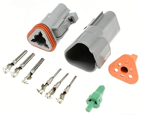Conector Deutsch DT de 3 pines impermeable para evitar fallos por humedad en cables 22-16 AWG