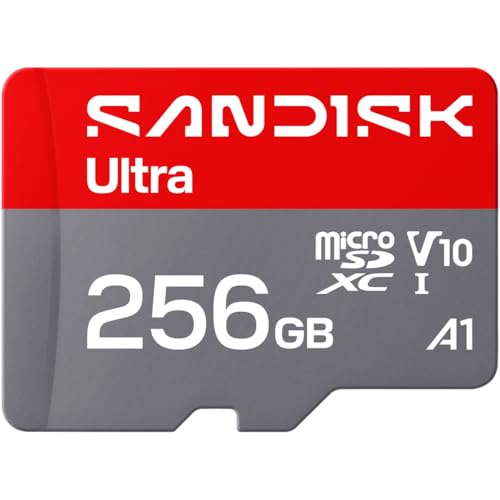 Image of SANDISK 256GB Ultra microSD UHS-I Card - Up to 195MB /s Read Speed, Full HD Video, V10, U1, C10, A4 - SDSQUJQ-256G-GZ6MA