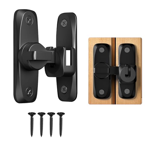 Black Sliding Door Latch Locks Gate Latch, 90/180 Degree Flip Sliding Barn Door Locks and Latches for Bathroom Garage Garden Window Barn Door Sliding Door Locks