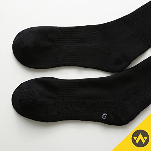 WANDER Men's Running Crew Socks 6 Pairs Cotton Athletic Socks for Men Cushion Performance Socks 8-12/12-153