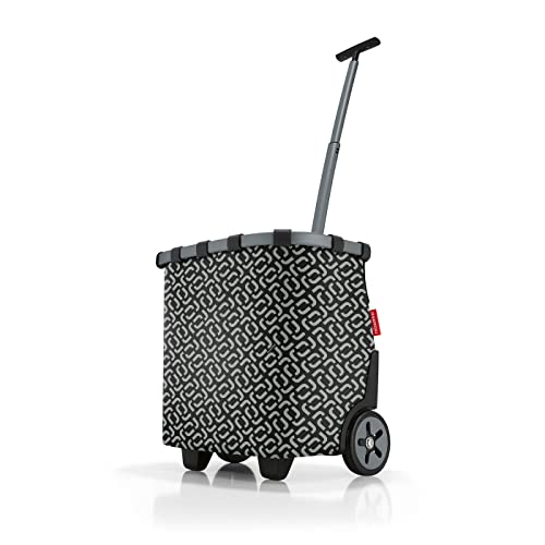 reisenthel carrycruiser in Signature Schwarz – Tragbarer Einkaufstrolley mit stabilem Aluminiumrahmen, Schultergurt und herausnehmbarer Netz-Innentasche – Aus wasserabweisendem Material