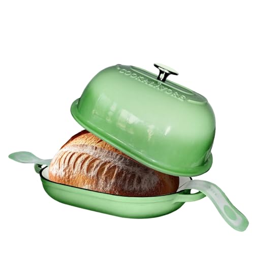 Cast Iron Bread Oven,6 QT Bread Oven,Thick Enameled Loaf Pan with...