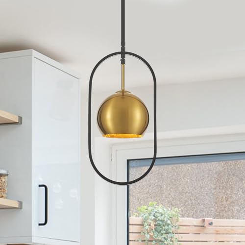 VANZARLA 1 - Light Single Small Globe Pendant Light with Brass Finish Metal Shade, Modern Pendant Light Kitchen Island, Small Hanging Light Fixture entryway by VANZARLA - Used condition - US$43.55
