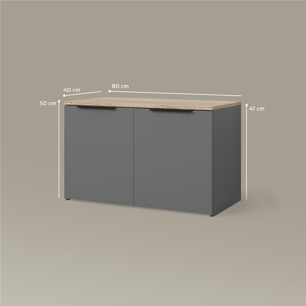 Livinity Credenza Piave, Antracite, con 2 porte