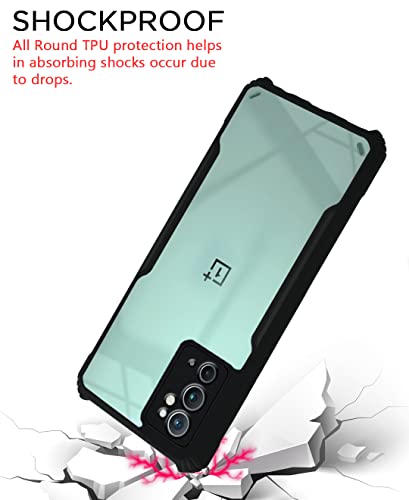 Image of Pikkme Oneplus 9RT 5G Back Cover | Crystal Clear Transparent Back | Ultra Hybrid | Full Camera Protection | Raised Edge | Bumper Back Case for Oneplus 9RT 5G (Black)