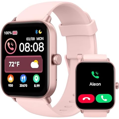 TOOBUR Smart Watch for Women Alexa Built-in, 1.8" Compatible Android iOS, Answer&Make Call/Heart Rate/Step Counter/Sleep Tracker/100 Sports, Fitness Tracker Watch IP68 Waterproof Swimming, Pink Cover