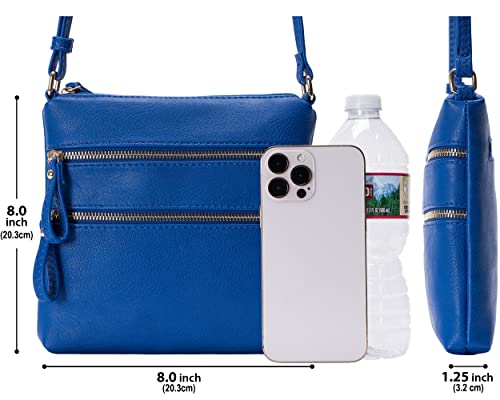 Image of Solene Small Multi Zipper Pocket Crossbody Bag with Adjustable Strap, Lightweight Travel Purse, Daily Small Messenger Pouch