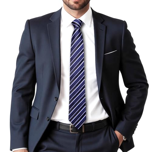 Image of Dubulle Mens Tie Set Solid Paisley Silk Striped Necktie for Men with Cufflinks Tie and Pocket Square