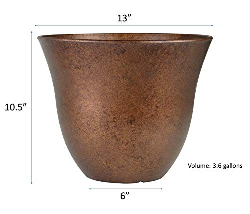 Classic Home And Garden Honeysuckle Resin Flower Pot Planter, Copper, 13" #TOP3