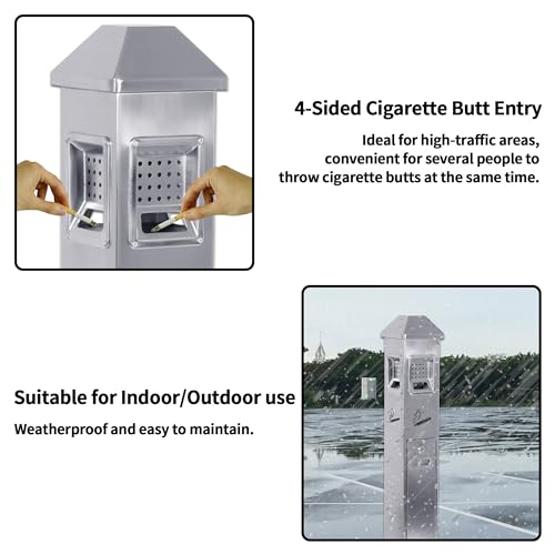 Lukar USN17-35-0053-1 Commercial Trash Receptacles Metal Trash Container Heavy Duty Trash Disposal Outdoor Vertical Trash Can thumb #1