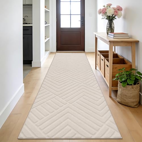 Enyhom Flur Teppich Läufer, 80 x 300 cm Waschbar rutschfest Teppichläufer Weich Kurzflor Lang Teppich für Wohnzimmer, Schlafzimmer Eingang Küchen Läufer
