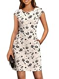 ANRABESS Womens T Shirt Dresses Summer Casual Short Sleeve Crewneck Floral Mini Shift Work Mini Dress Medium Black Flower