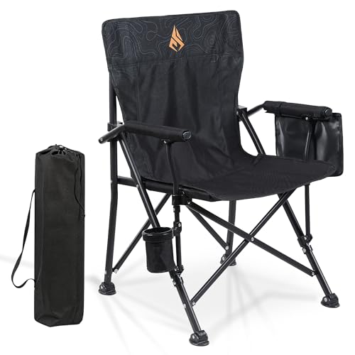 Symino Campingstuhl Faltbar mit Atmungsaktivem Nylonnetz - Anglersessel klappbar - Tragbarer Bequem Klappstuhl Gartenstuhl Relaxsessel Sessel Belastbarkeit bis 150 kg (Schwarz)