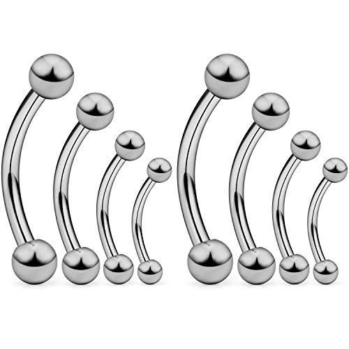 SCERRING 2-8PCS 16G G23 Titanium Curved Eyebrow Barbell Tragus Helix Ear Belly Lip Nipple Tongue Ring Body Piercing Jewelry 6-16mm