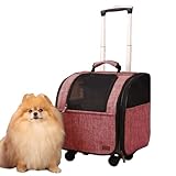HSC PET Dog Strollers Small Dog Backpacks Softsides Carriers for Elderly Pets Strollers Travel Bags Puppy Detachable Rolling Wheels Small Animal Like Bunny Rabbit Kittens Puppy Outdoor (Pink)