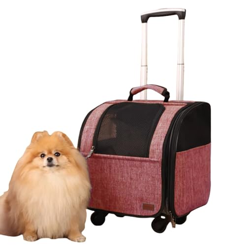 HSC PET Dog Strollers Small Dog Backpacks Softsides Carriers for Elderly Pets Strollers Travel Bags Puppy Detachable Rolling Wheels Small Animal Like Bunny Rabbit Kittens Puppy Outdoor (Pink)