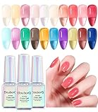 DouborQ 20 colors Jelly Gel Nail Polish Set,Nude Pink Gel Nail Polish Transparent Colors Purple Blue
