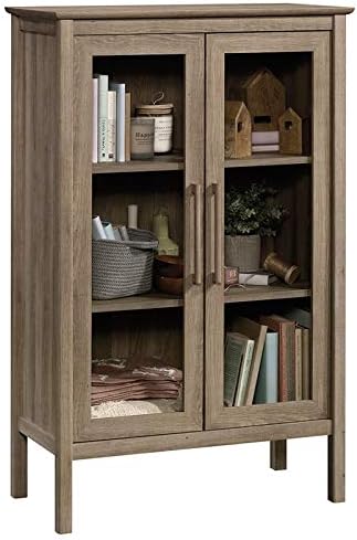 Sauder Anda Norr Display Cabinet, L: 31.77" x W: 16.02" x H: 50.2", Sky Oak Finish