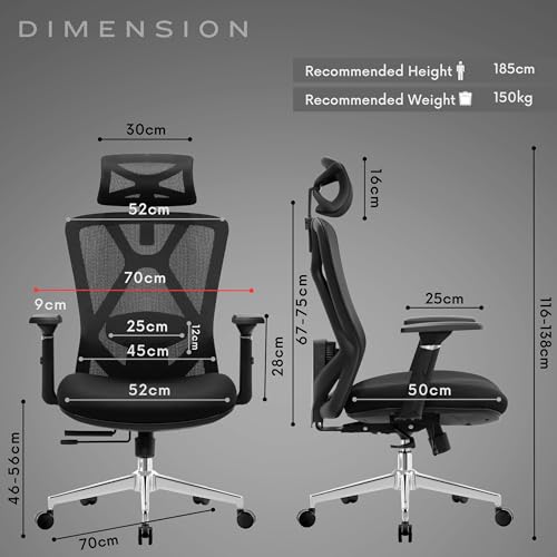 Image of Savvy Ergonomic Office Chair for Work | Multi-Lock Synchro Tilt Mechanism | 3 Year Warranty | 2D Armrest | Adjustable Lumbar | Black (Prejudice, Black - 3D arms, Seat Slider)