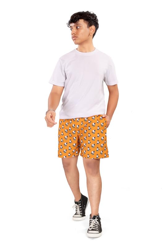 Image of UNOseven Shorts for Boys - 100% Cotton Printed with Side Pockets - Pack of 2 - Available from Size 7 Years to XL