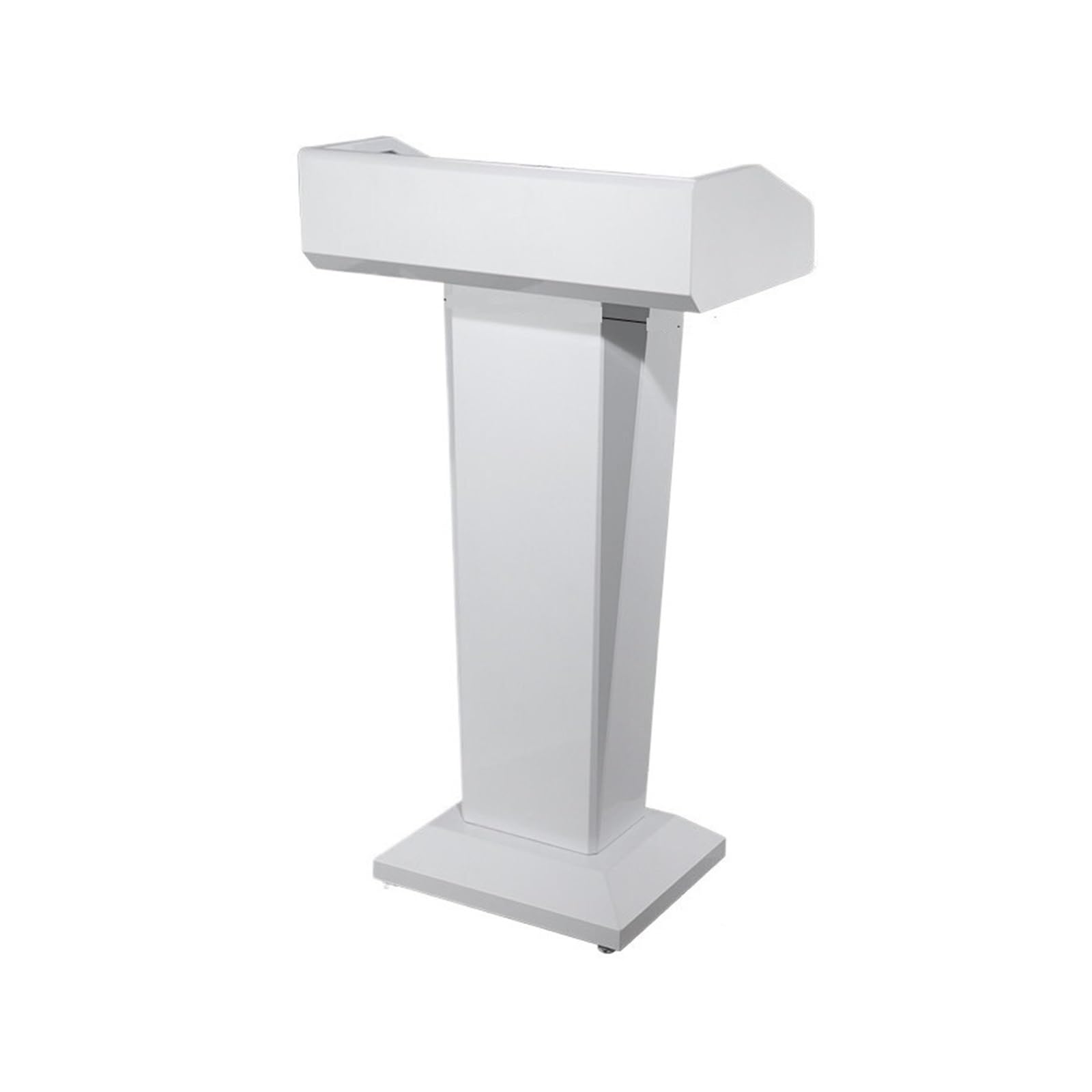 FZL02068LM Speaker Hotel Reception Desk, Welcoming Table Emcee's Podium Stainless Steel Lectern Pulpit(White)