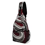 Antirrobo Bolso Pecho Arte del dragón chino rojo Bolso Bandolera Ligero Mochila Bandolera Caminar Tactica Hombre
