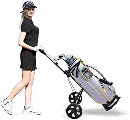 HOHO Golf Pull Push Cart, 2 Wheel Folding Golf Trolley with Scorecard | Simple Portable Foldable 360° Swivel Trolley with Contoured Bottom & Adjustable Bag Strap for Men Women
