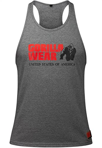 Gorilla Wear Classic Fitness Tank Top – Grey – Bodybuilding Sport Leisure with Logo Print Light and Comfortable for Optimal Movement Made of Cotton