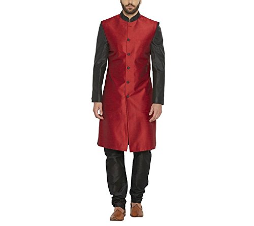 Sherwani bandhgala granate largo Royal Hombre traje ceremonial
