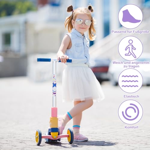 Utensilsto 5 Paar Tennissocken für Mädchen 33-37 Sportsocken Kinder Baumwolle Socken Bunte lustige Socken Neuartige Tennis Socken Geschenke für Jungen und Mädchen(Lila+Orange+Erdiges Gelb+Gelb+Weiß)